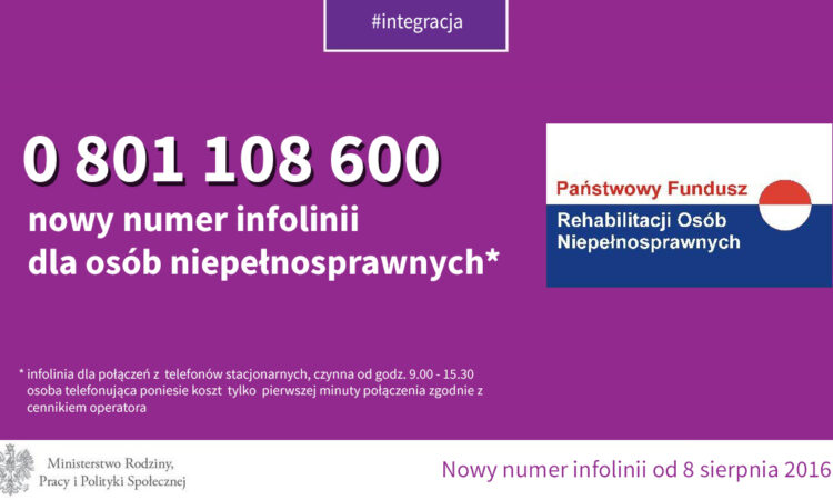 Nowy numer infolinii dla osób niepełnosprawnych